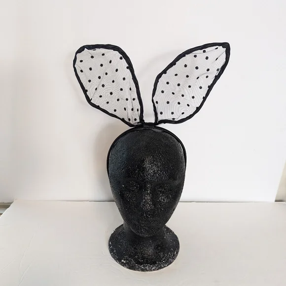 Bunny Ears Lace Headband Polka Dot Costume Easter Halloween Sexy Cosplay Playboy - Picture 4 of 5